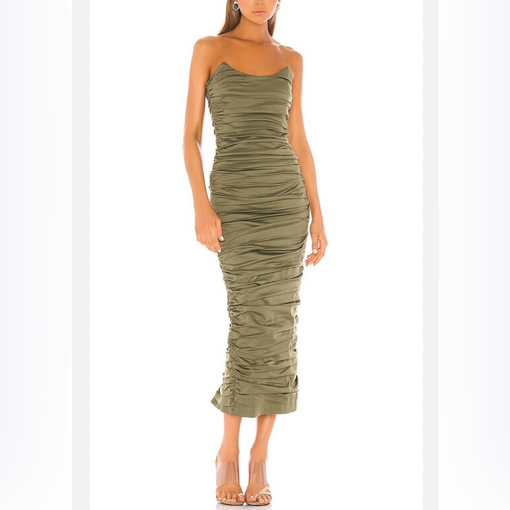 Miaou Angelina Corset Ruched Dress in Green, Size Small